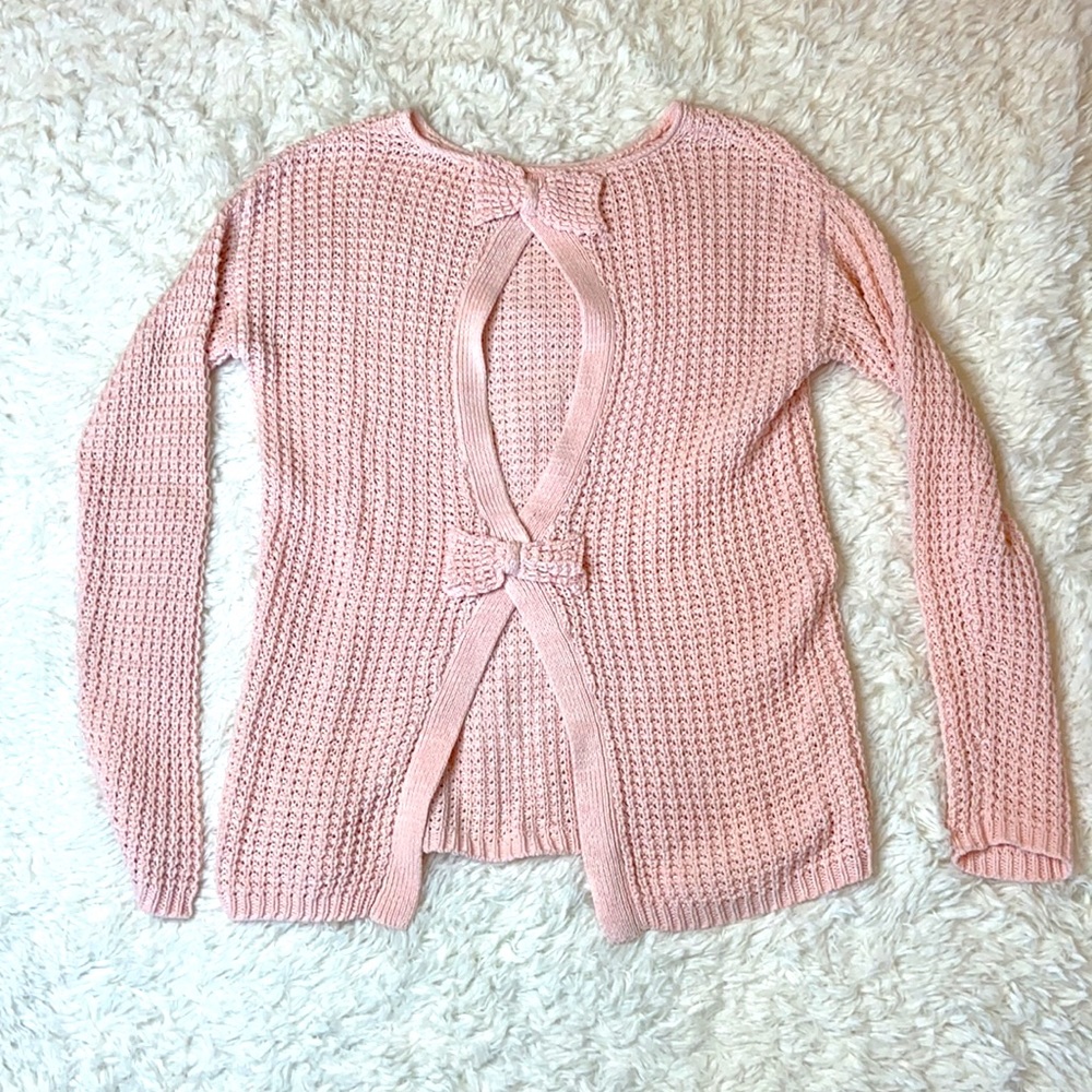Bethany Mota Pink Bow Open Back Sweater - Picture 3 of 7